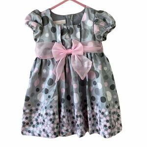 Bonnie Baby 2 Piece Baby Girl Polka Dots Tie Belt Party Dress Set 18 Month